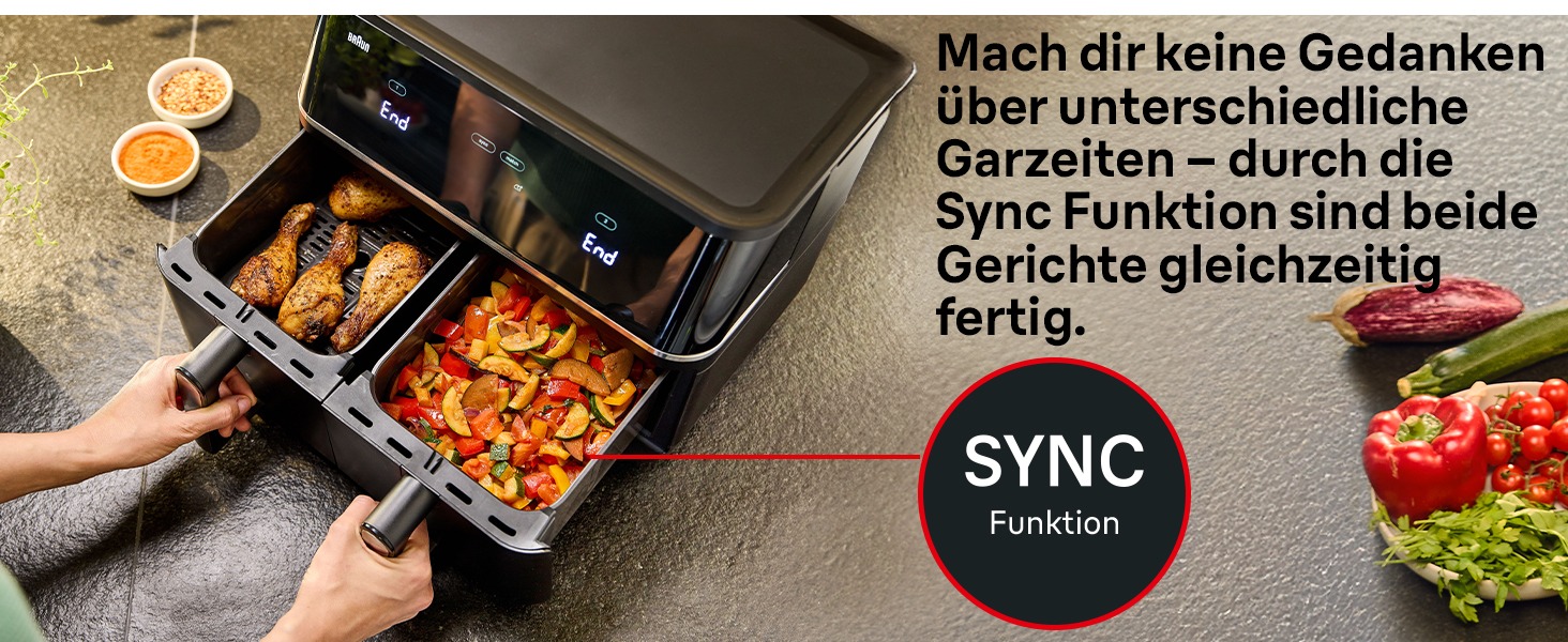 Фритюрниця електрична Braun TwinCook 3 TD3030IBK 10л (8л + 2л) з двома камерами, 8 програм, чорна, без PFAS
