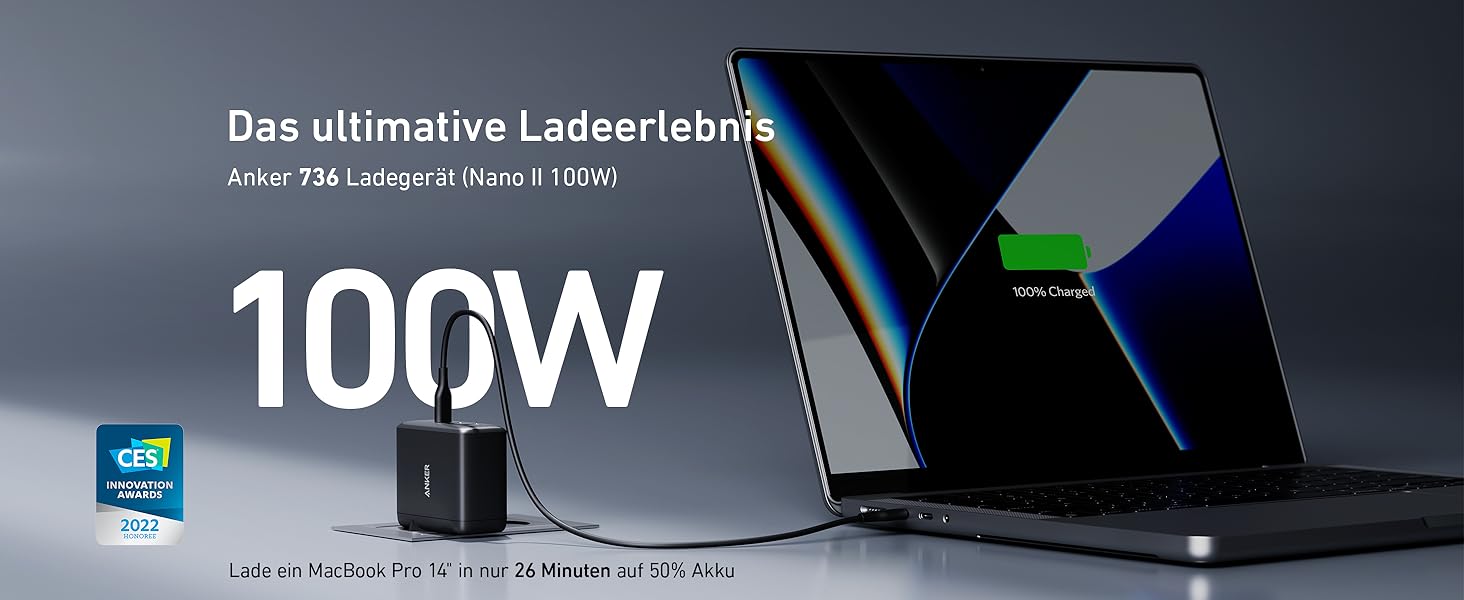 Зарядний пристрій Anker Nano II 100W: 3 порти USB-C для MacBook Pro/Air, iPad, Pixelbook, Galaxy, iPhone, ThinkPad, чорний
