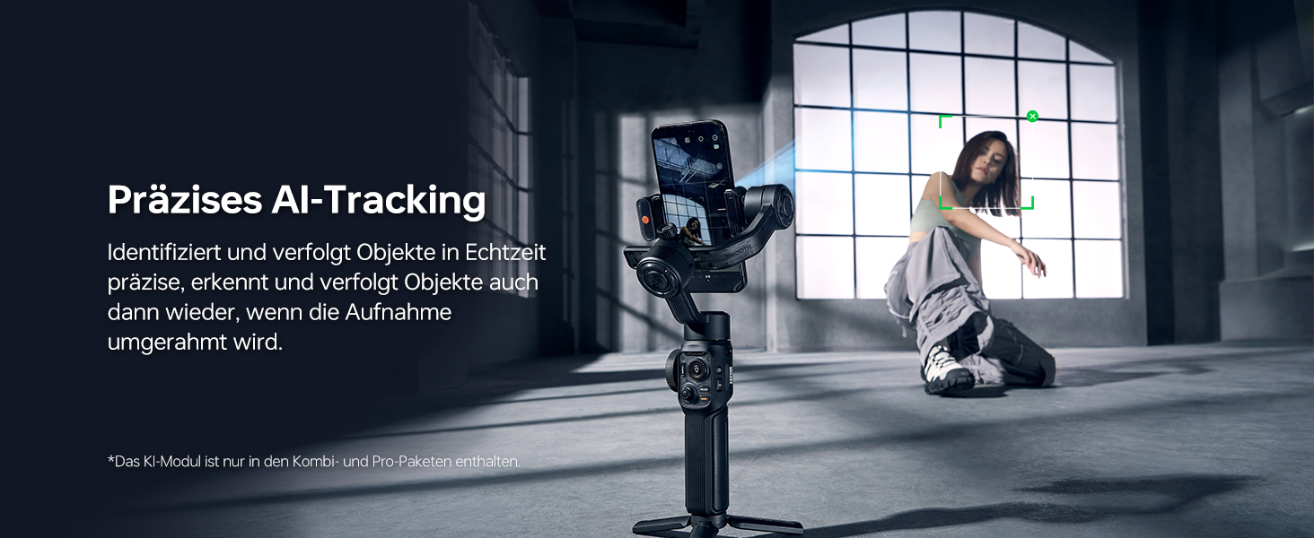 ZHIYUN Smooth 5S AI Pro: Стабілізатор для смартфона з AI, 3-осьовий, зі штативом, трекером, світлом, для зйомки Vlog, YouTube, TikTok