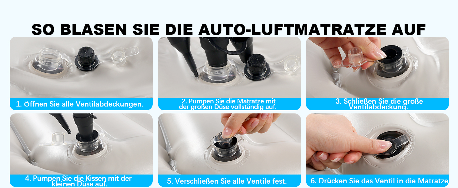 Надувна повітряна матрац для авто SUV, вантажівки та кемпінгу KMZ – портативне, товсте ліжко для автомобіля з електропомпою та 2 подушками