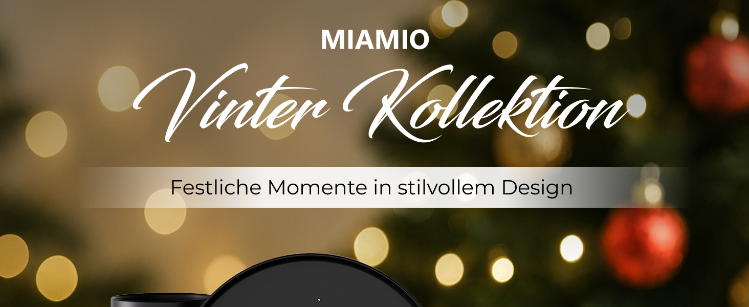 Набір з 4 чашок MIAMIO для святкування Різдва, 500 мл, чорний колір / Кавові чашки на Різдво, мінімалістичний зимовий мотив, подарунок на Різдво, безпечні для миття в посудомийній машині та використання в мікрохвильовій печі – Vinter Collection