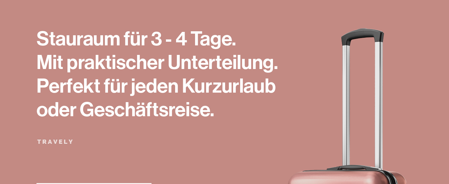 Чемодан ручної поклажі Travely Premium 55x40x20cm, 36L, Roségold (рожеве золото) з TSA замком та плавними колесами, підходить для Ryanair, Lufthansa, Eurowings
