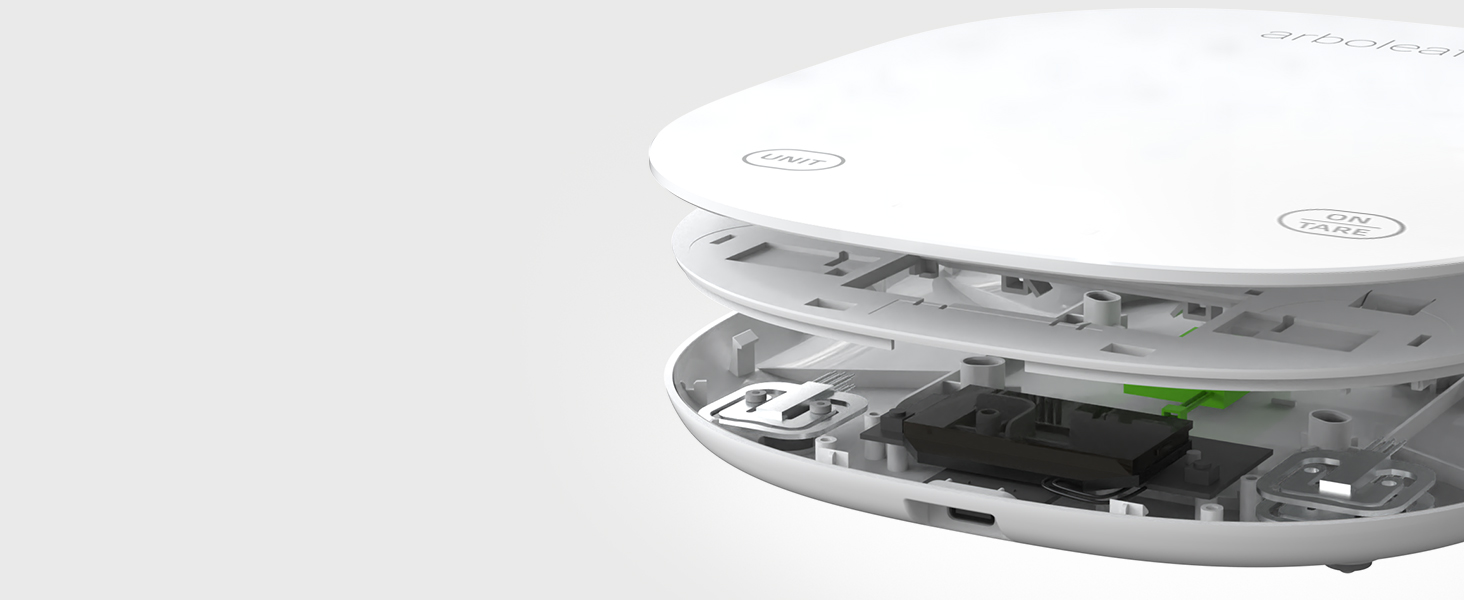 Кухонні ваги Arboleaf Digital з App, 10kg/0.5g, Bluetooth, підрахунок калорій, USB-зарядка, скло, функція тарування (білий)