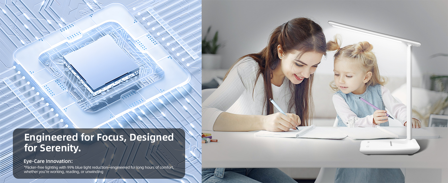 LED лампа настільна Carehabi з USB, 5 кольорів та 5 рівнів яскравості, торкання, для дітей, кімната, офіс