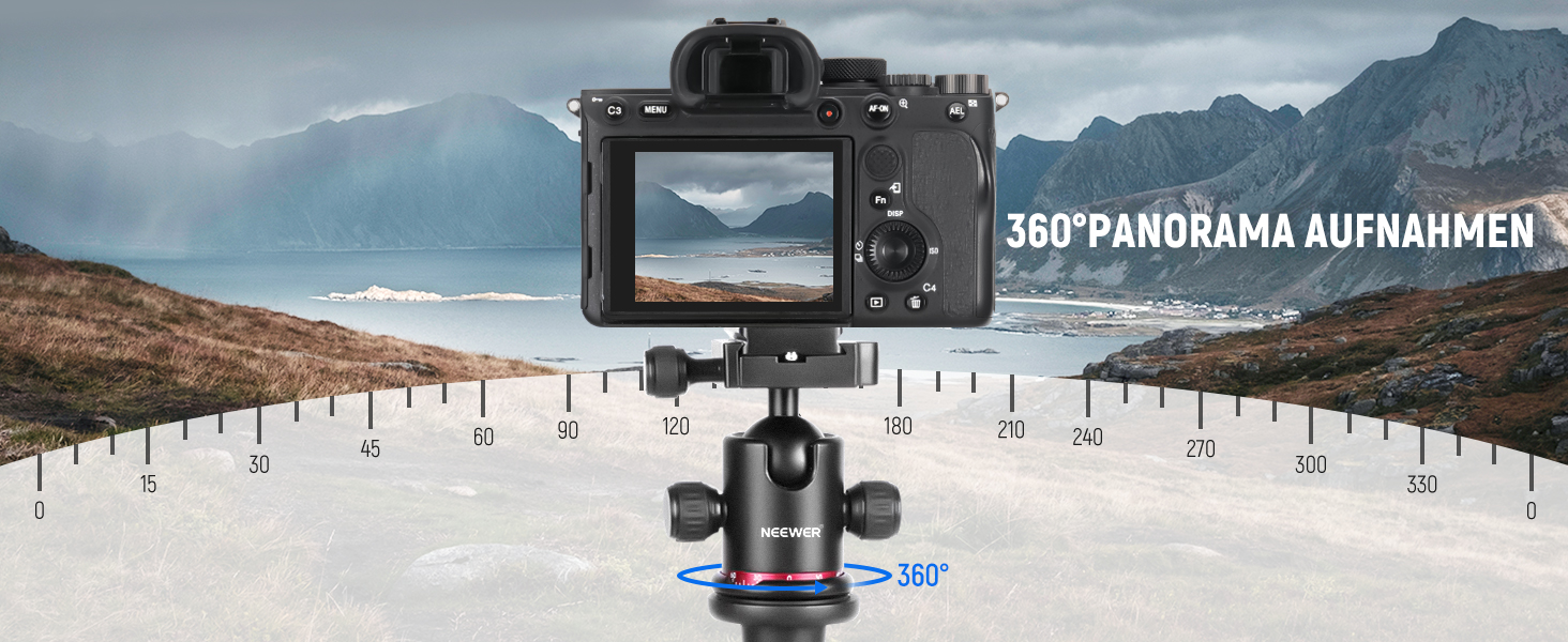 Штатив для камери NEEWER з моноподом, 72 дюйми, алюміній, для DSLR/Camcorder, 360° кульковий голівкою, QR-платівкою Arca, максимальне навантаження 33 lbs, з серветкою для чищення