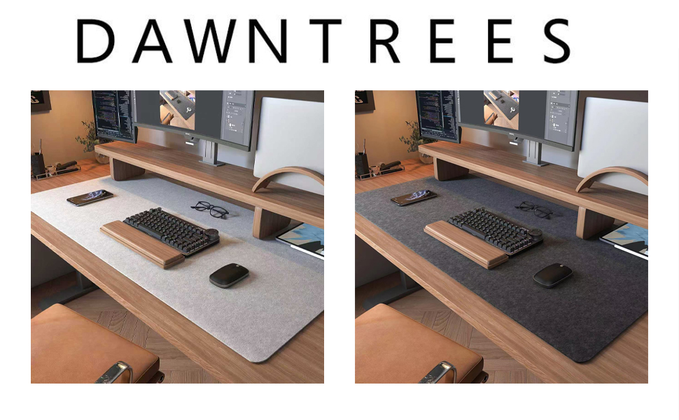 Підкладка під стіл DAWNTREES з фетру, велика, антиковзаюча, 100x40 см, сіра (для офісу та дому)