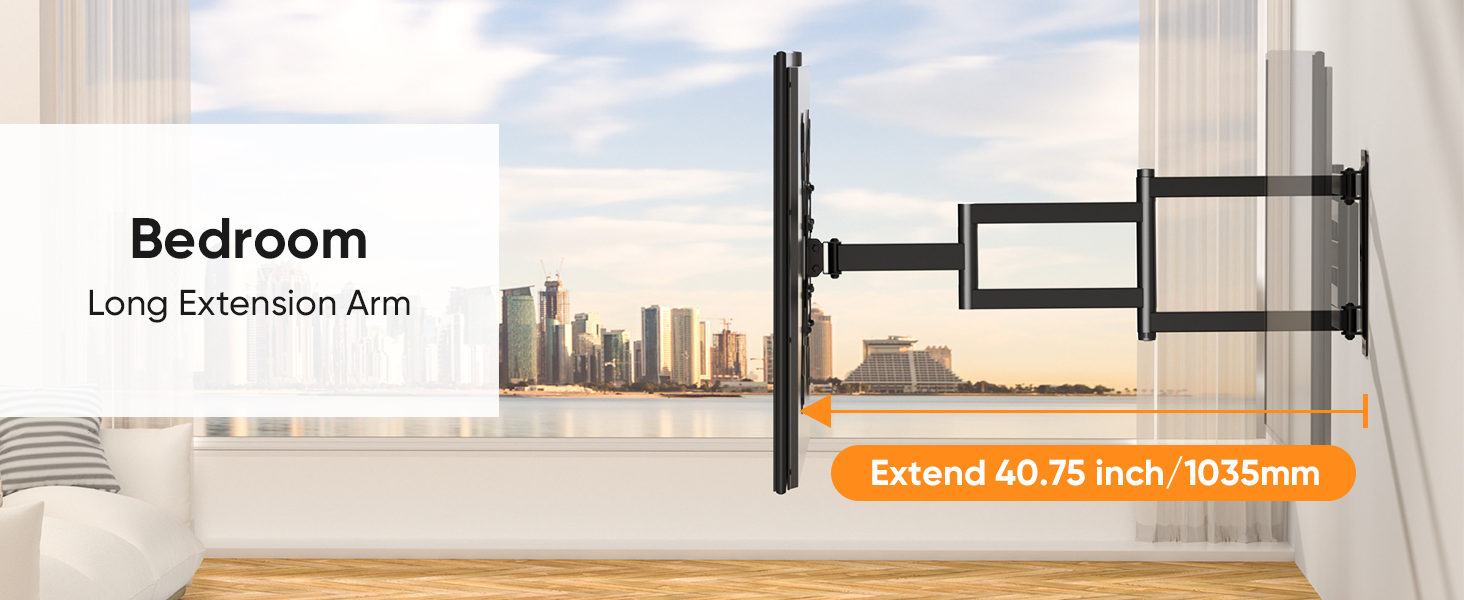 Кронштейн для телевізора FORGING MOUNT поворотний 26-65 дюймів, VESA 400x400, до 35 кг, подовжений 1035 мм