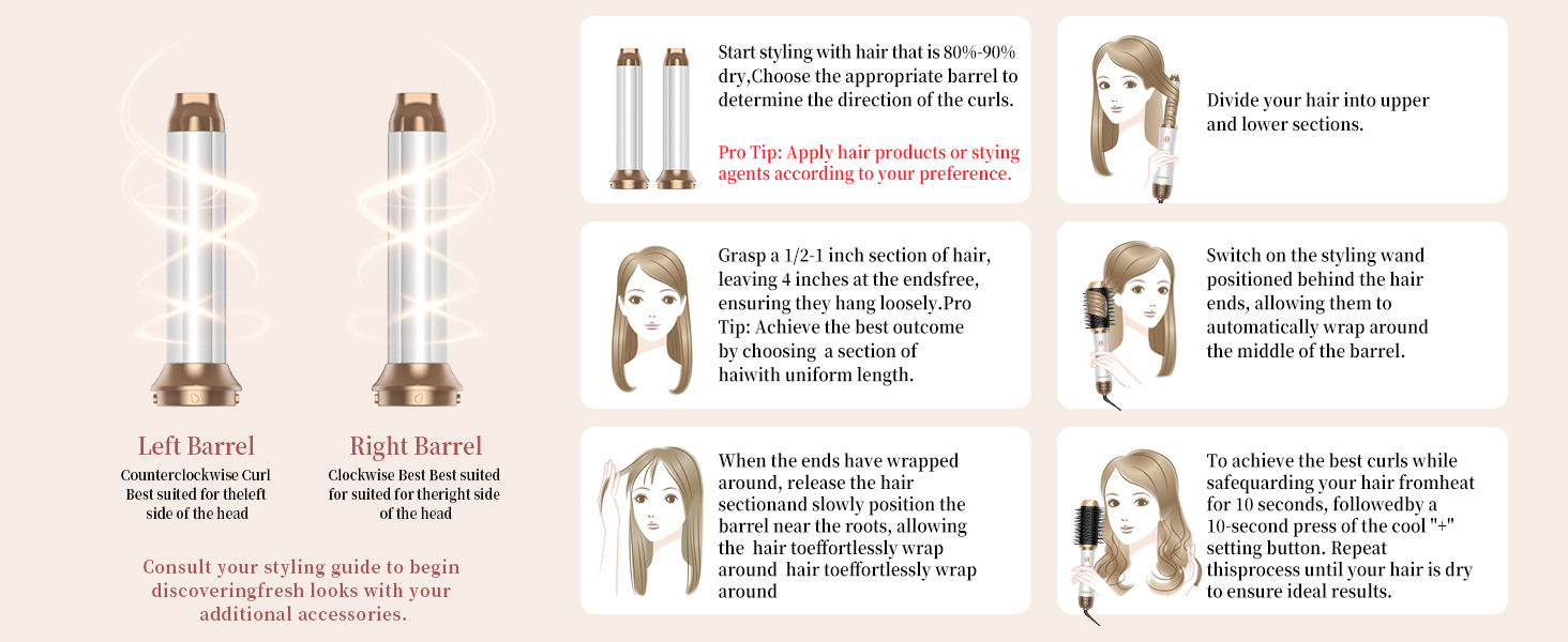 Air Styler 6 в 1: Набір для укладки волосся з фен-щіткою, дифузором та плойкою, для створення об'єму, локонів та випрямлення (сірий)