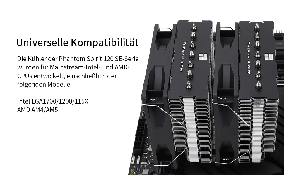 Thermalright Phantom Spirit 120 SE: Кулер для CPU з 7 heatpipes, 120mm вентилятор, AGHP 4.0, S-FDB, сумісний з AMD AM4/AM5/Intel 1700/1150/1151/1200