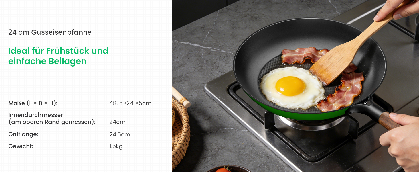 Чавунна сковорода YUTANN для індукції, газу, електроплити 20/24/28 см. Без PFOA/PFAS, з антипригарним покриттям