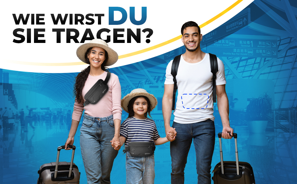 Чоловіча та жіноча поясна сумка-бананка для подорожей з захистом від крадіжок та RFID-захистом. Чорна.