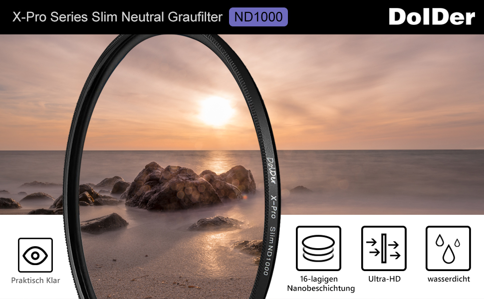 Фільтр ND1000 DolDer 67mm X-Pro Series - нейтральний сірий фільтр, 16 шарів покриття (10 ступенів затемнення)