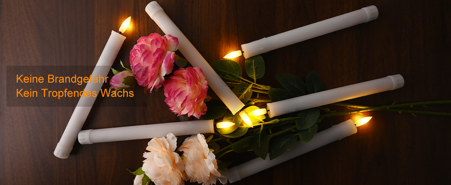 EXTSUD 6er LED Pillar Candles Rechargeable LED Pillar Candles with Timer and Remote Control Soft Silicone Wax Core, Unique Tear-Drop Design LED Candles for Living Room, Wedding, Dining Table, and Garden Party
