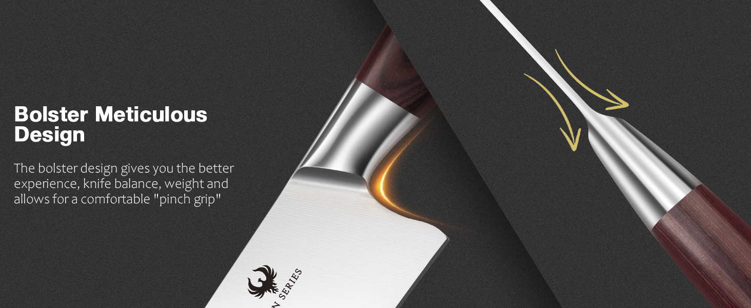 HOSHANHO 20 см кухонний ніж для приготування їжі, професійний японський шеф-ніж з нержавіючої сталі з вуглецевим покриттям та ергономічною дерев'яною ручкою