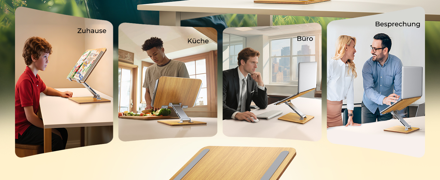 Підставка для ноутбука Holz + Aluminium, регульована, ергономічна, сумісна з MacBook Pro/Air, 10-16