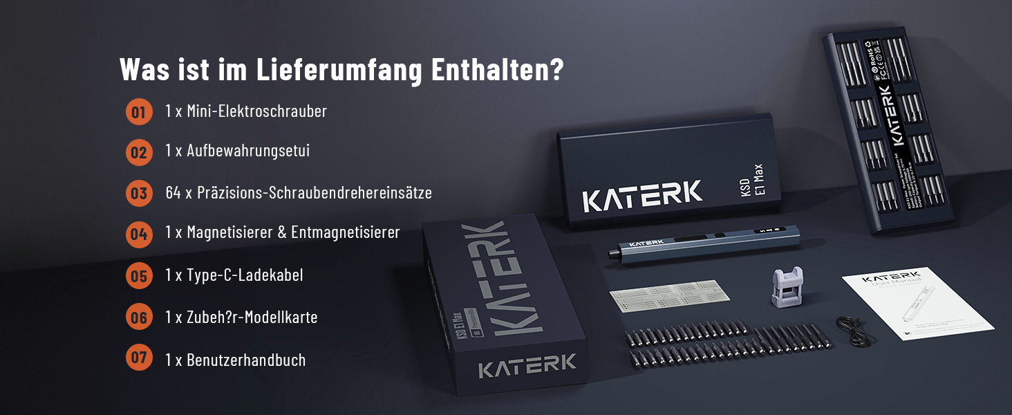 Набір прецизійних викруток KATERK 64 шт. з LED-підсвічуванням та магнітною основою для ремонту електроніки, телефонів, камер та годинників