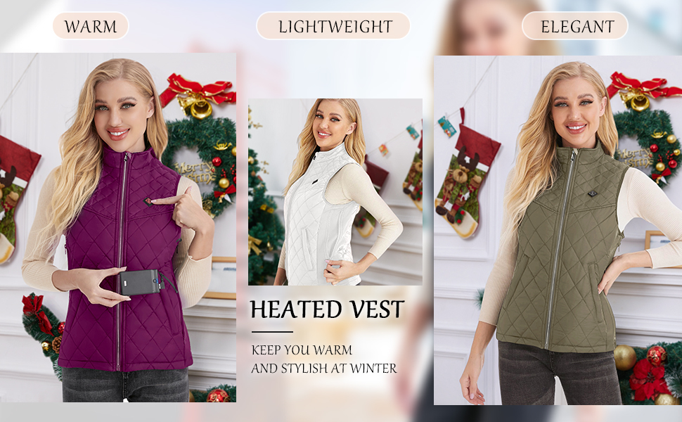 Обогревна жилетка для жінок з акумулятором 12000mAh, 5 зон обігріву, чорний колір