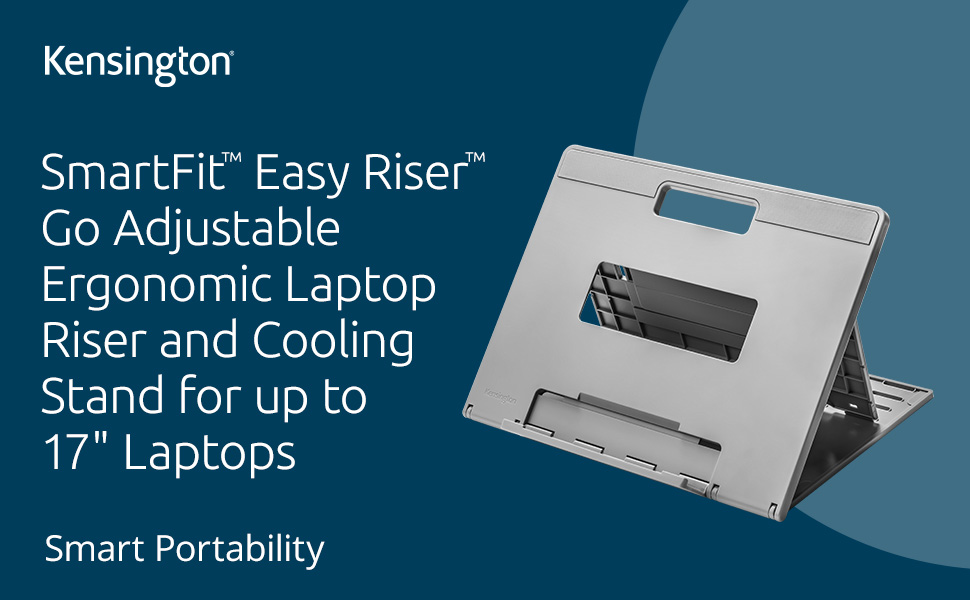 Підставка для ноутбука Kensington EasyRiser Go: регульована висота та кут, вентиляційні отвори, антиковзаючі накладки (до 17 дюймів)