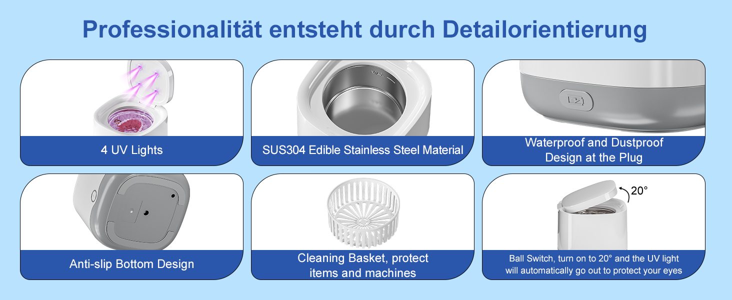 Ультразвуковий очищувач для зубних кап, брекетів та ювелірних виробів UV 45000Hz 24W - Dental Pod