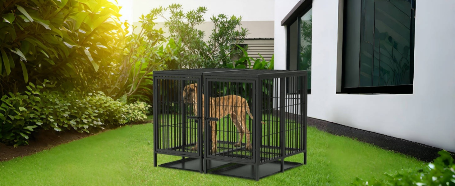 Кіяж для собак BingoPaw XXXL: міцна переносна клітка-вольєр для великих собак, 130x100x100 см, з подвійним доступом та піддоном