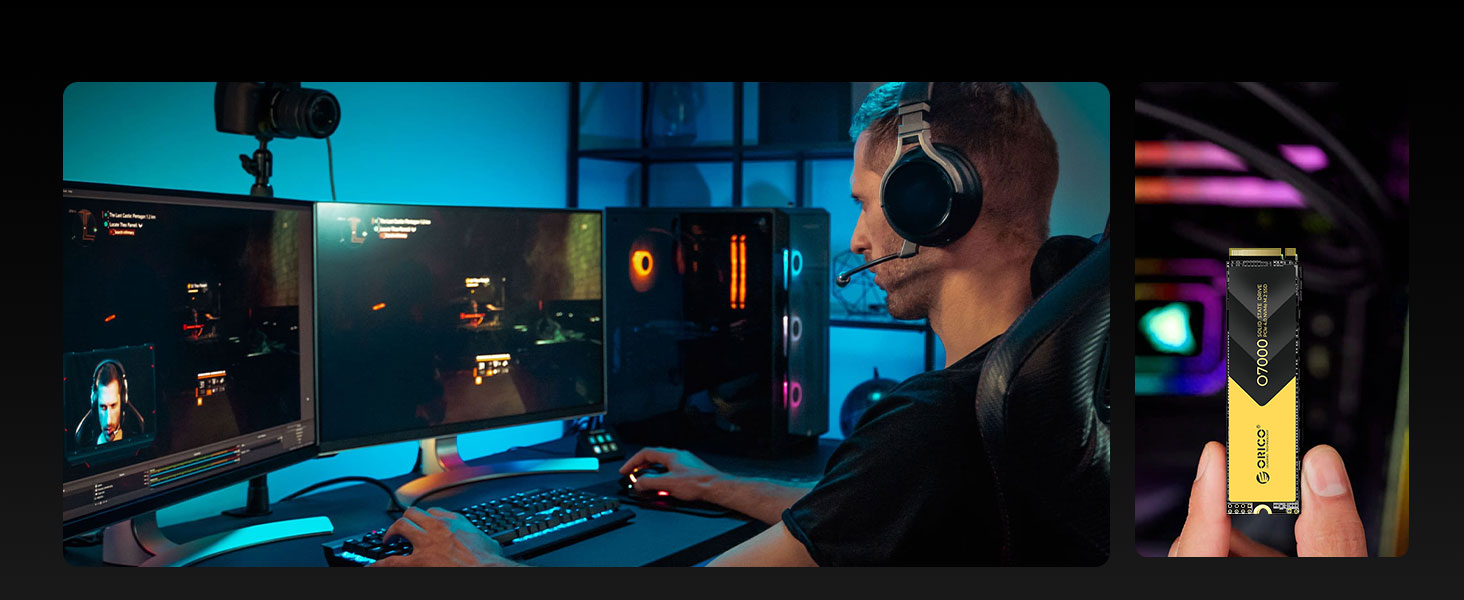 ORICO NVMe SSD 1TB PCIe 4.0 M.2 2280 Внутрішній SSD з радіатором для ПК та ноутбуків (7000 MB/s чтение, 6500 MB/s запись)