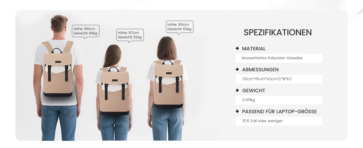 LOVEVOOK Рюкзак для ноутбука 15.6 дюймів, жіночий/чоловічий, для підлітків, універсальний, водонепроникний, для школи, університету, подорожей, роботи, зелений, бежевий, чорний, білий