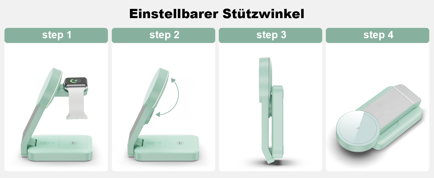 3-в-1 Станція Бездротової Зарядки з Індукцією для iPhone, Apple Watch та AirPods (Білий/Зелений)