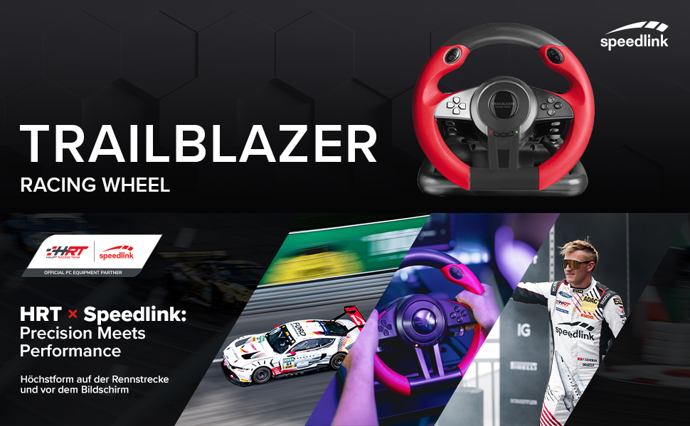 Кермо Speedlink Trailblazer для ПК, PS4, PS3, Xbox One, Xbox Series, Switch з педалями та перемиканням передач, Force Feedback, чорно-червоне