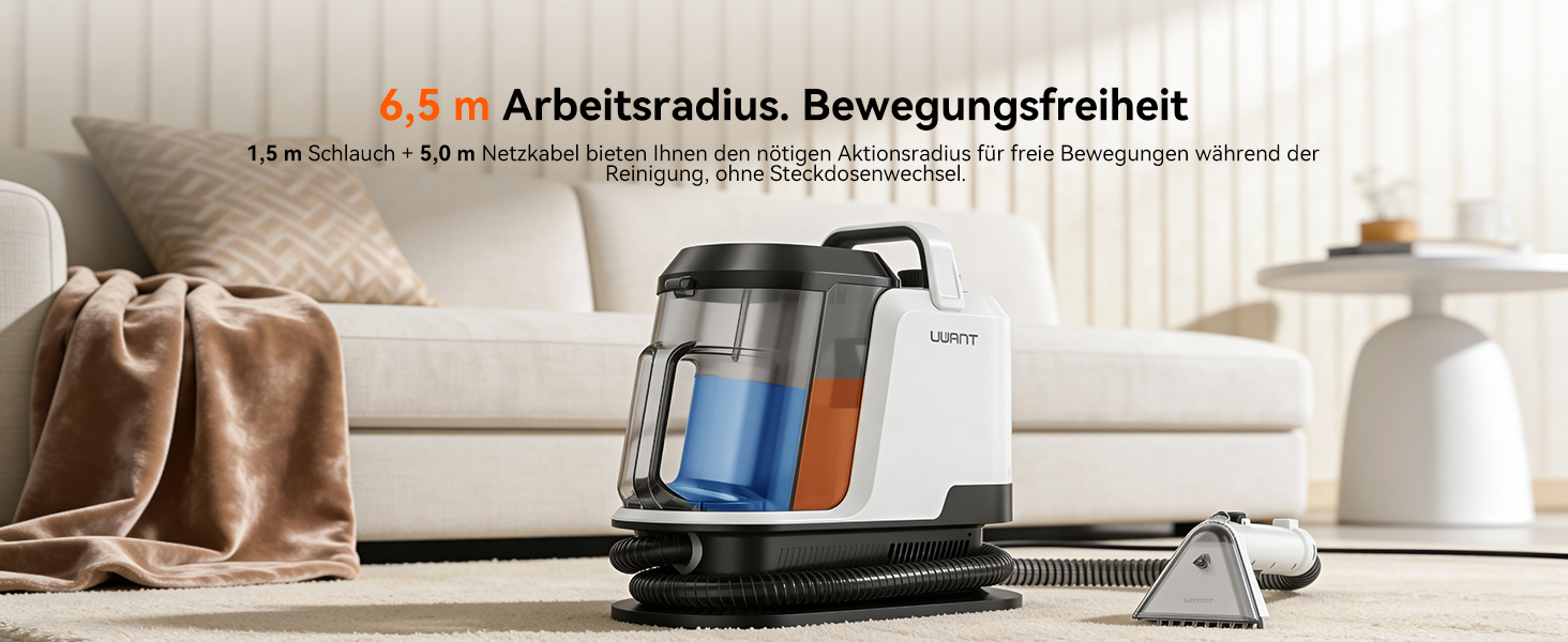 Uwant Y100 Пароочисник для диванів, килимів та авто. 3-в-1, 18KPA, 1750W, 65°C, самоочищення, 7 насадок та засіб для чищення, 2 роки гарантії