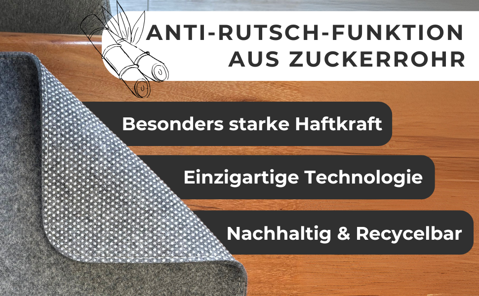 Підкладка на стіл Kontor28® з фетру 80x37.5 см, сіра (urbangrau), виготовлено в Німеччині - захист від ковзання, миється, з переробленого PET