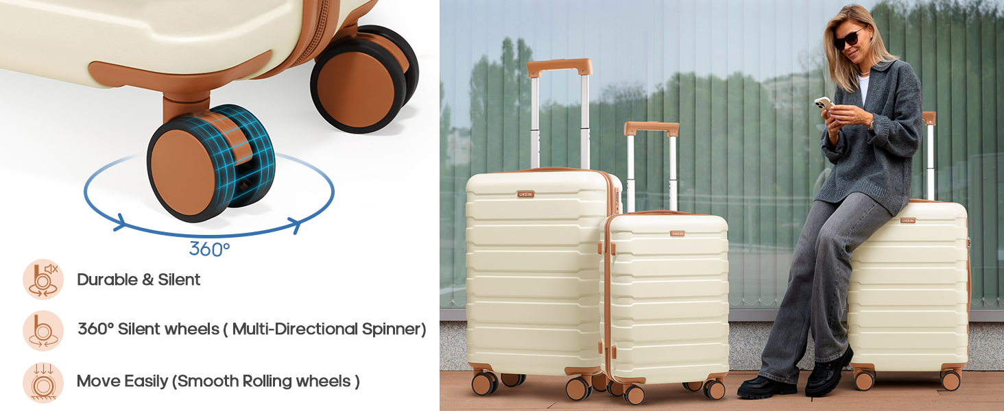 Набір валіз Roadcheer з полікарбонату: велика валіза на коліщатках, рюкзак, органайзери для косметики та взуття | з TSA-замком