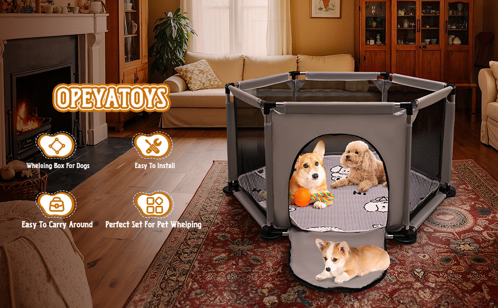 Кінець для цуценят у формі шестикутника, 122x65 см, сірий. Ігровий центр, манеж для цуценят, аксесуари для собак та цуценят