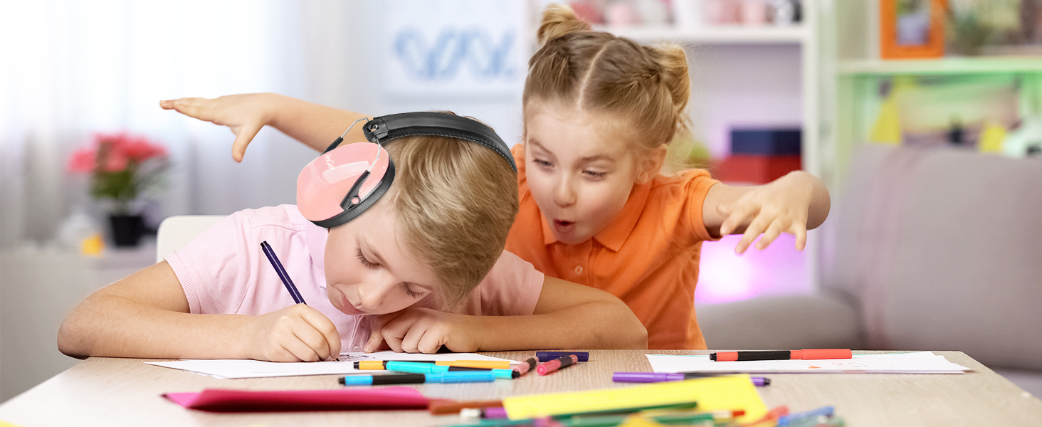 ProCase Навушники для дітей, захист від шуму NRR 2dB, 3-2 роки, для сну, подорожей, карнавалів, аутизм, шумозаглушення (блакитно-світлорожевий, 2)