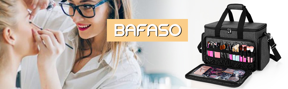 BAFASO косметичка для косметики, органайзер для макіяжу, сумка для жінок і дівчат, чорна, без аксесуарів