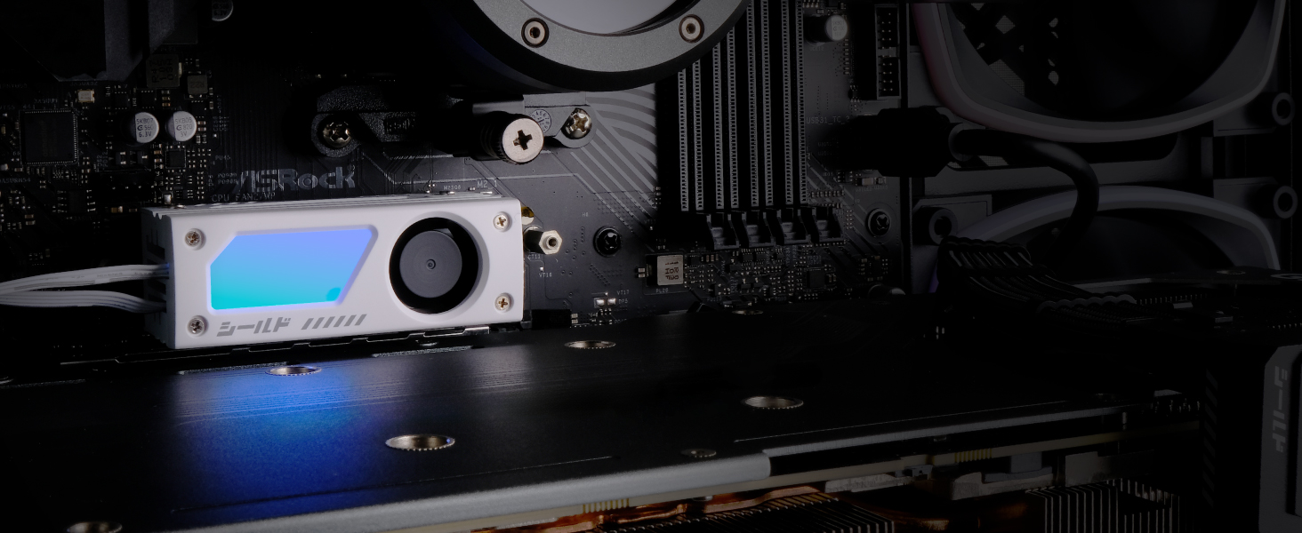 Охолоджувач SSD M.2 EZDIY-FAB Shield ARGB з 20мм вентилятором PWM, преміум-алюмінієвий дизайн, підтримка ARGB 5V 3-Pin, для M.2 2280, чорний, 1 шт.