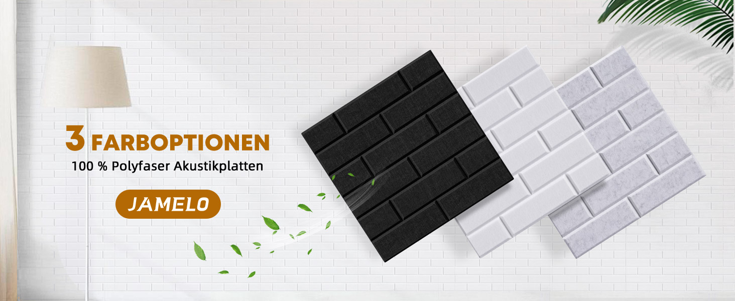 Акустичні панелі Jamelo 3D цегла, самоклеючі панелі для звукоізоляції та декору стін (30x30x0,9 см, чорні, 12 шт.) для студії, спальні та офісу