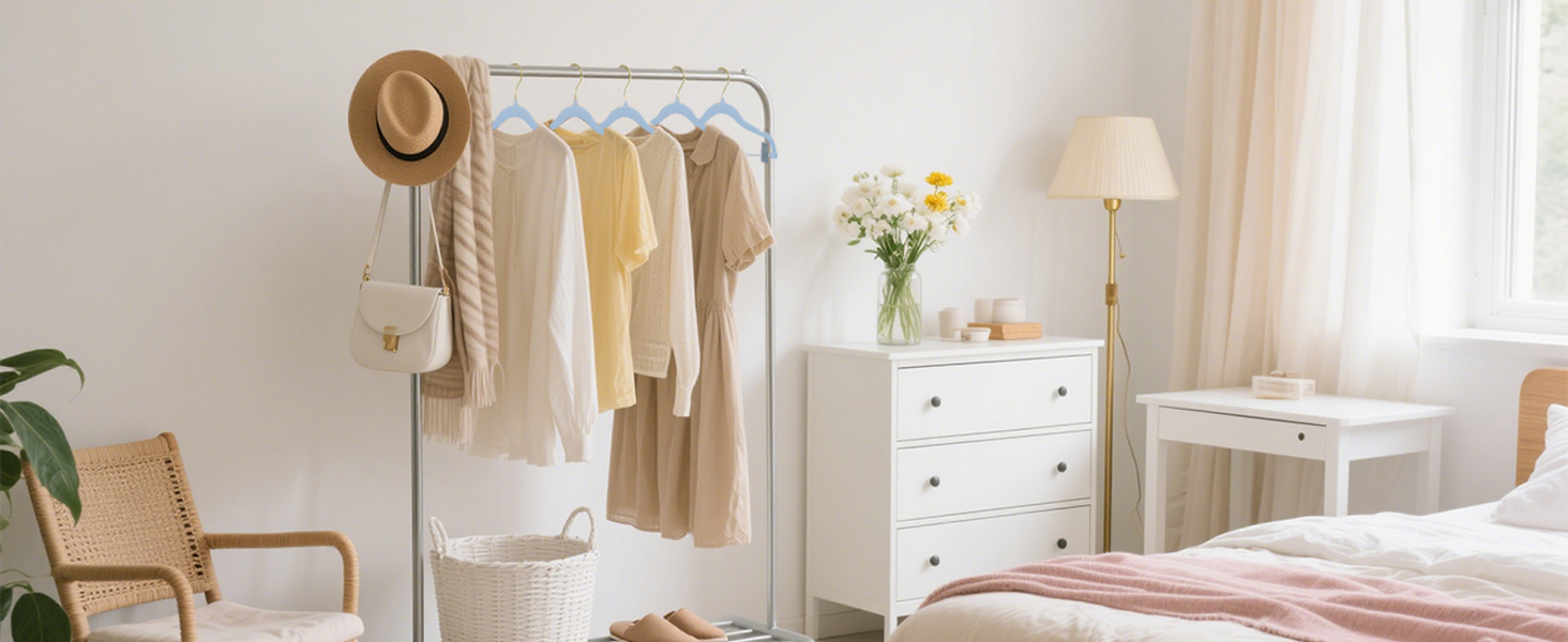 Набір вішалок для одягу Stormix 24 шт. з кліпсами, 42 см, для штанів, спідниць, суконь, курток, пальто (рожево-золоті гачки)