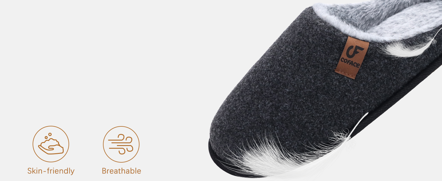 Тапочки чоловічі COFACE з фетру, теплі, зручні, з плюшем, антиковзка гумова підошва, для дому та вулиці, розмір 40-49, чорний, 43 EU