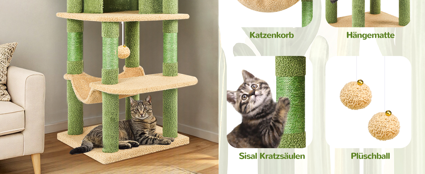 Драбина для котів Globlazer C66, велика, кутова, 167 см, з будиночком, гамаком, кошиком, для 3-4 котів