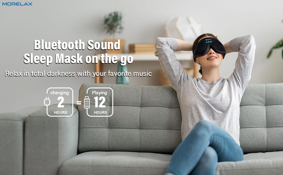 Маска для сну з Bluetooth-навушниками, 3D маска для сну, бездротова музична маска для сну для тих, хто спить на боці/спині, чорний колір