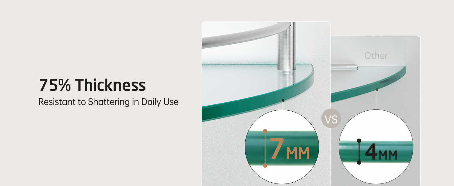 Скляна поличка для душу KES - 2 шт. з нержавіючої сталі (SUS304) для ванної кімнати