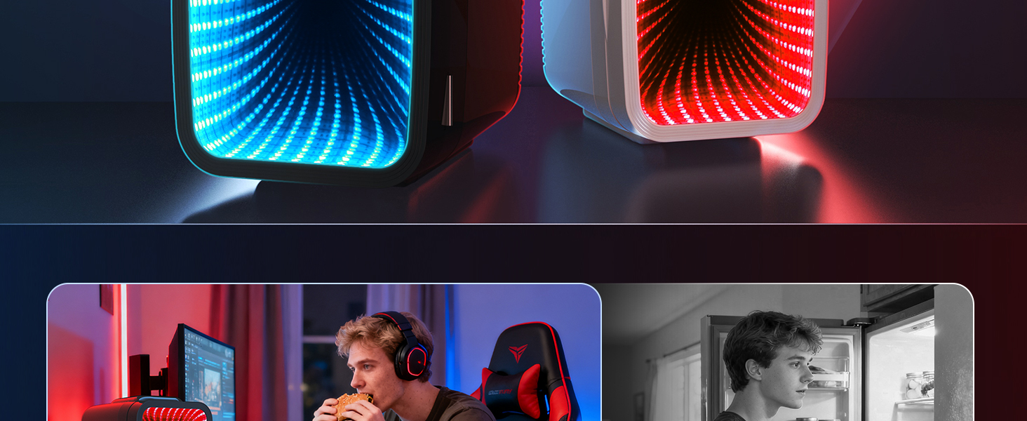 Міні холодильник 4L з RGB підсвіткою, охолодження/підігрів, 2в1, для напоїв та догляду за шкірою, 220V/12V, чорний