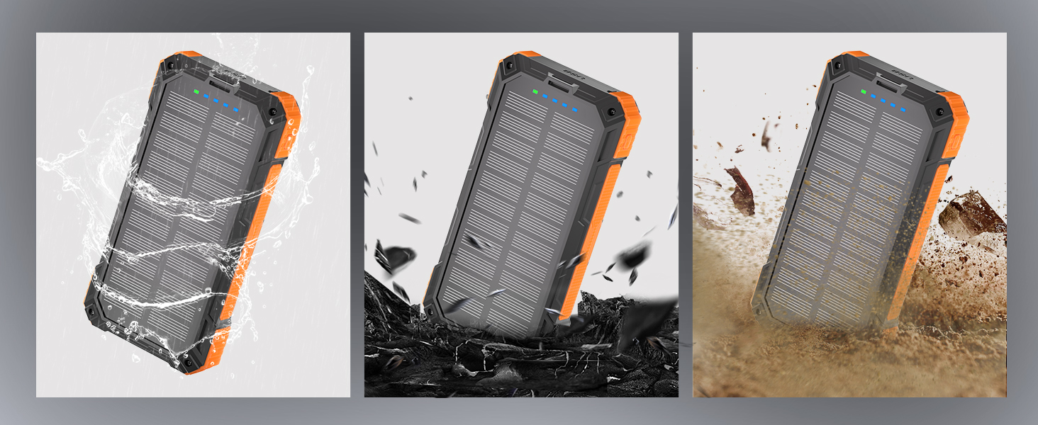 Портативний зарядний пристрій 56800mAh з сонячною панеллю, бездротова зарядка, 30W PD, 6 виходів, ліхтарик, велика ємність для кемпінгу та подорожей (Помаранчевий)