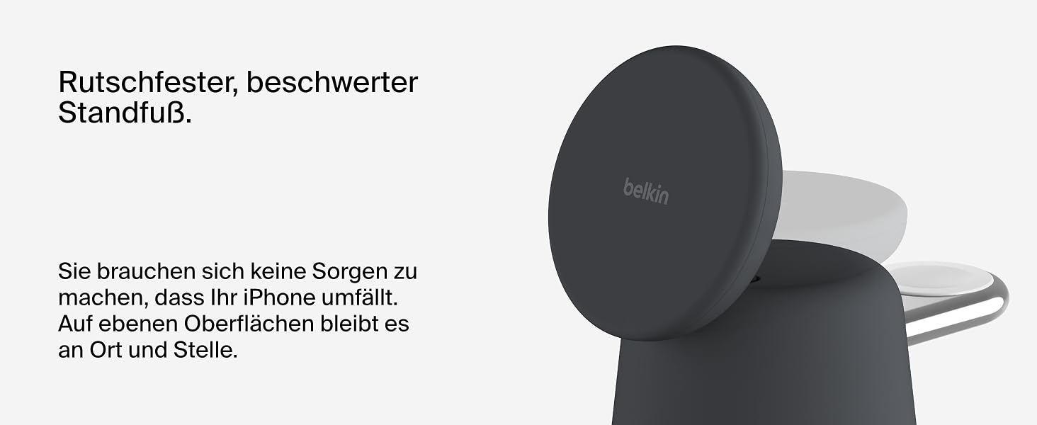 Беспроводная зарядная станция Belkin BoostCharge Pro 2-в-1 Qi2 15W MagSafe для iPhone, Apple Watch, AirPods (вугільний)