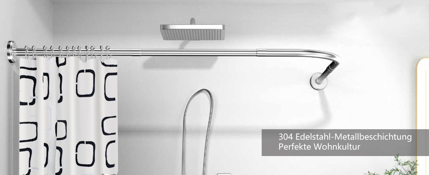 Штанга для душу U-подібної форми uyoyous, 85-120 см, не потребує свердління, з нержавіючої сталі 304, для ванної кімнати/душу