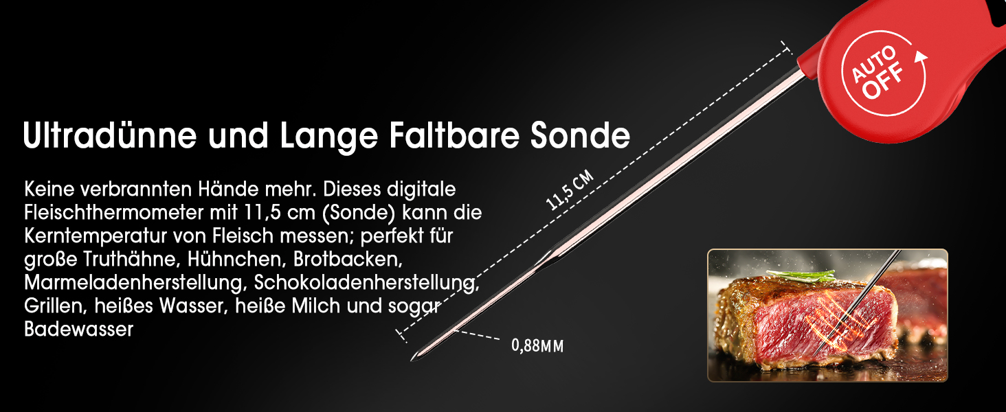 Цифровий термометр для м'яса DOQAUS: приготування на грилі, BBQ, приготування їжі. Швидке зчитування, довга сонда, LCD-дисплей.