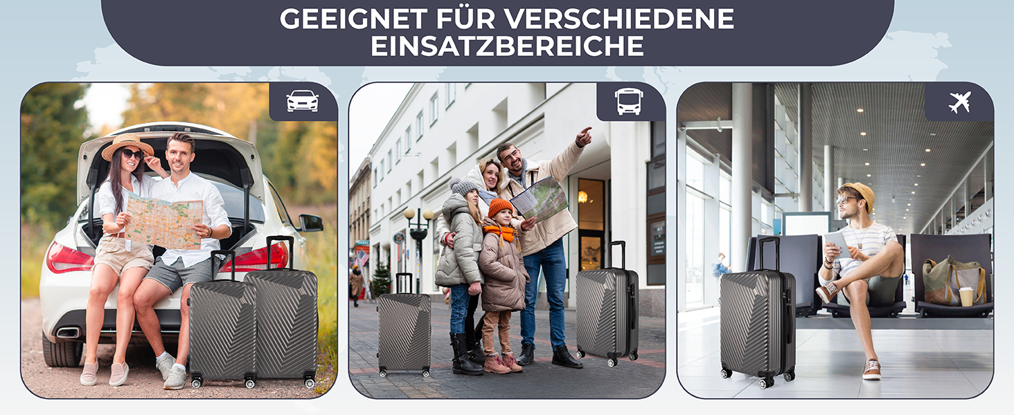 Набір валіз xRace 3 шт. ABS, 20/24/28 дюймів, ручна поклажа, TSA замок, 360° колеса, стійкий до ударів, преміум підкладка (темно-сірий)