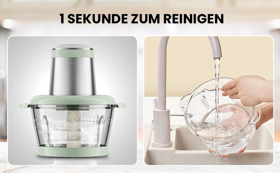 Електричний подрібнювач для кухні ESoundvol 400W з чашею 2л та 4 лезами з нержавіючої сталі для м'яса, овочів, горіхів, дитячого харчування