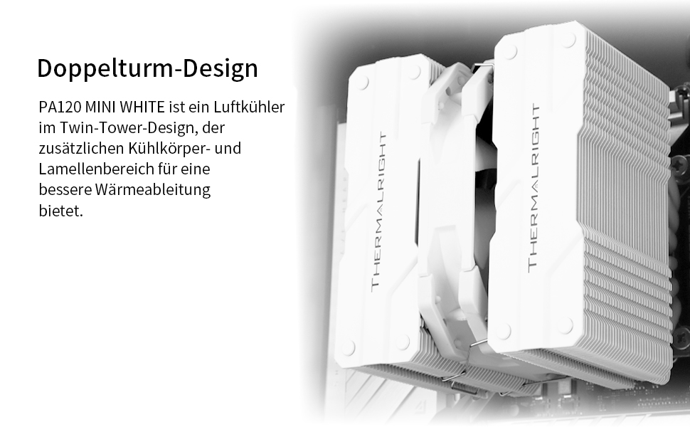 Thermalright Peerless Assassin 120 MINI White - Кулер для CPU з 6 heatpipes, 120mm вентилятором, для AM4/AM5/Intel LGA 1851/1700/1150/1151/1200/2011