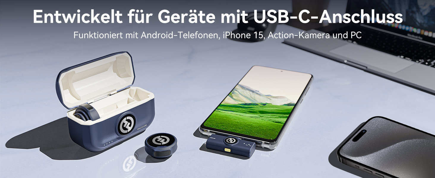 Hollyland Lark M2 Бездротовий петличний мікрофон для iPhone 15/16/17 та Android, 300м радіус дії, Hi-Fi звук, шумозаглушення, 30 годин роботи, міні-мікрофон для відео (2TX + USB-C RX + зарядний кейс) (Комбо (2TX+3RX), білий)